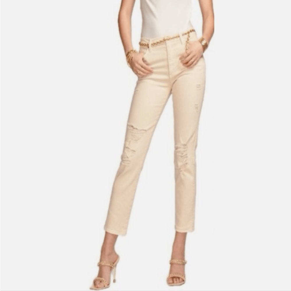 Ramy Brook Hi Rise Distressed Jean in Linen- Straight Leg - Size 30